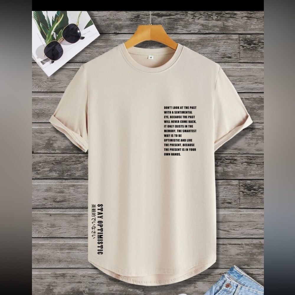 SHEIN | Men Slogan graphic high low tee